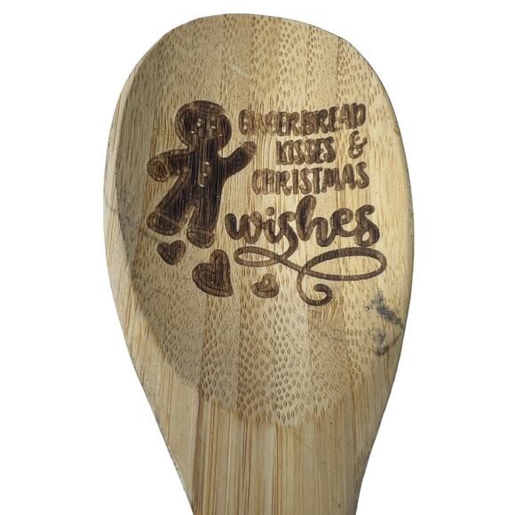 Bamboo Wooden Spoon And Fork Gingerbread Christmas Holiday Baking Serving Table - Picture 10 of 15